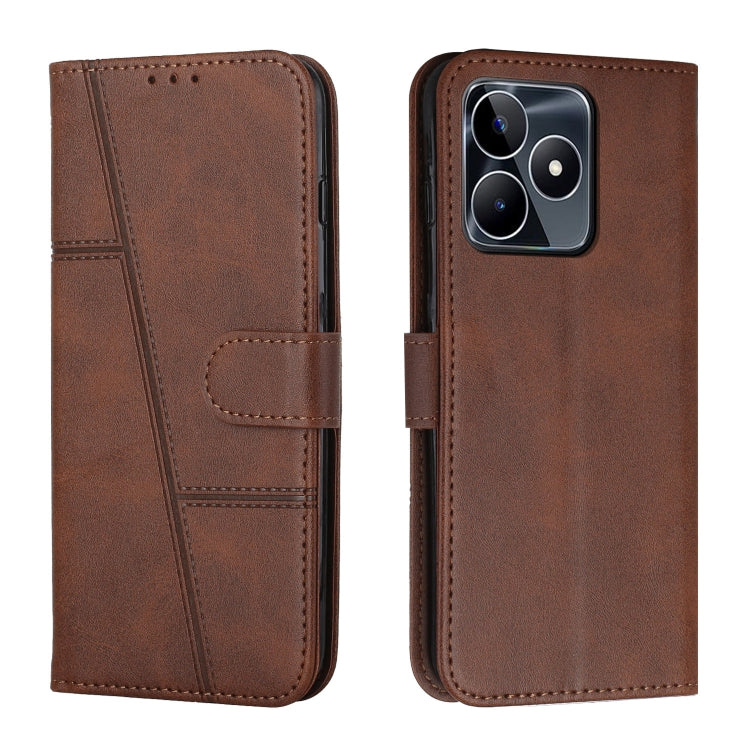 Custodia per telefono in pelle con fibbia in pelle di vitello cucita, For Realme 11 4G, For Realme 11 5G, For Realme C53/Narzo N53, For Realme 11
