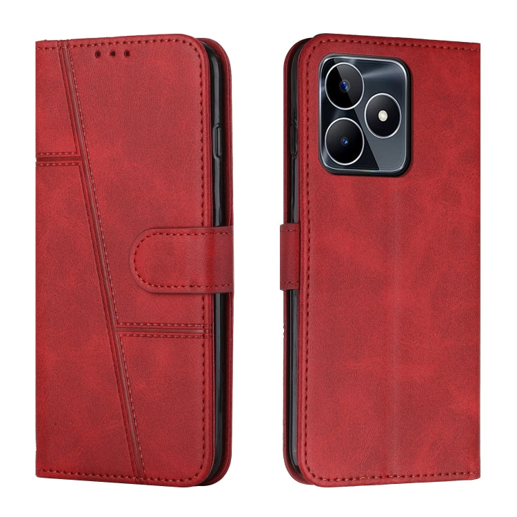 Custodia per telefono in pelle con fibbia in pelle di vitello cucita, For Realme 11 4G, For Realme 11 5G, For Realme C53/Narzo N53, For Realme 11