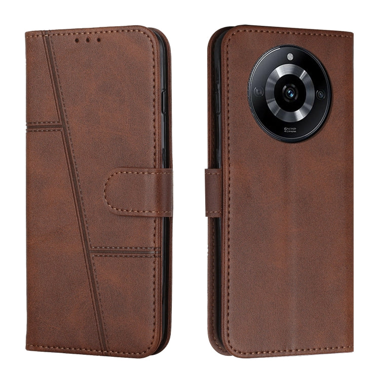 Custodia per telefono in pelle con fibbia in pelle di vitello cucita, For Realme 11 Pro/11 Pro+, For Realme C65 4G, For Realme 9i 5G/V20 5G/V30t/V30, For Realme C55