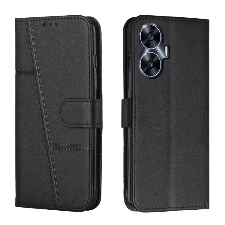 Custodia per telefono in pelle con fibbia in pelle di vitello cucita, For Realme 11 Pro/11 Pro+, For Realme C65 4G, For Realme 9i 5G/V20 5G/V30t/V30, For Realme C55