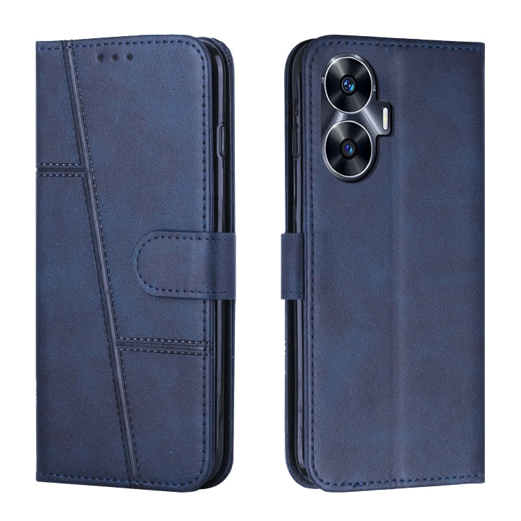 Custodia per telefono in pelle con fibbia in pelle di vitello cucita, For Realme 11 Pro/11 Pro+, For Realme C65 4G, For Realme 9i 5G/V20 5G/V30t/V30, For Realme C55