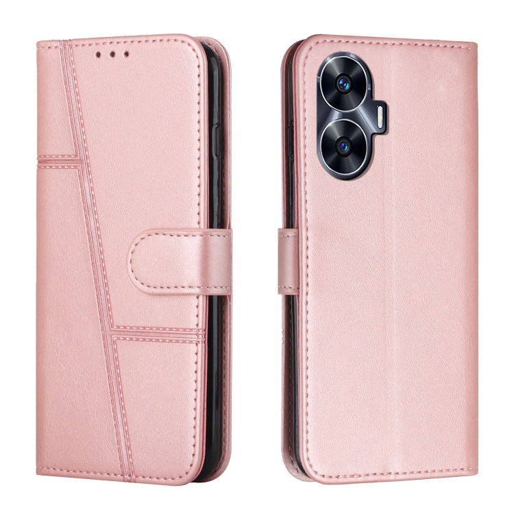 Custodia per telefono in pelle con fibbia in pelle di vitello cucita, For Realme 11 Pro/11 Pro+, For Realme C65 4G, For Realme 9i 5G/V20 5G/V30t/V30, For Realme C55