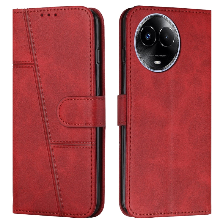 Custodia per telefono in pelle con fibbia in pelle di vitello cucita, For Realme 11 4G, For Realme 11 5G, For Realme C53/Narzo N53, For Realme 11