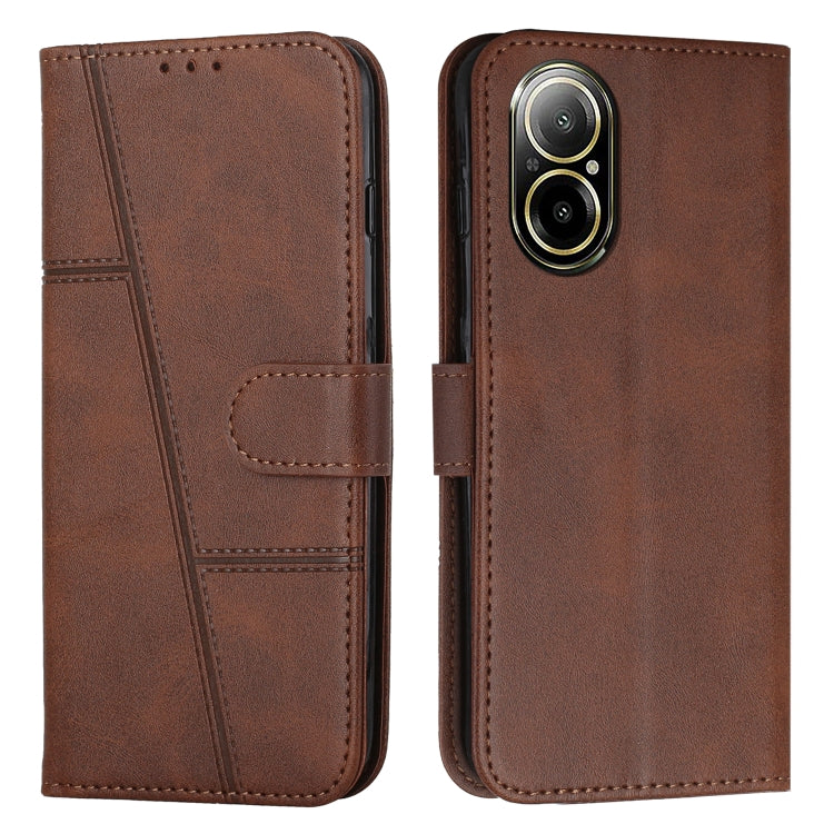 Custodia per telefono in pelle con fibbia in pelle di vitello cucita, For Realme 12, For Realme 12+, For Realme 12 Pro+, For Realme C67 4G Global