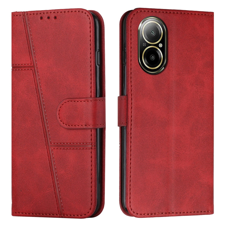 Custodia per telefono in pelle con fibbia in pelle di vitello cucita, For Realme 12, For Realme 12+, For Realme 12 Pro+, For Realme C67 4G Global