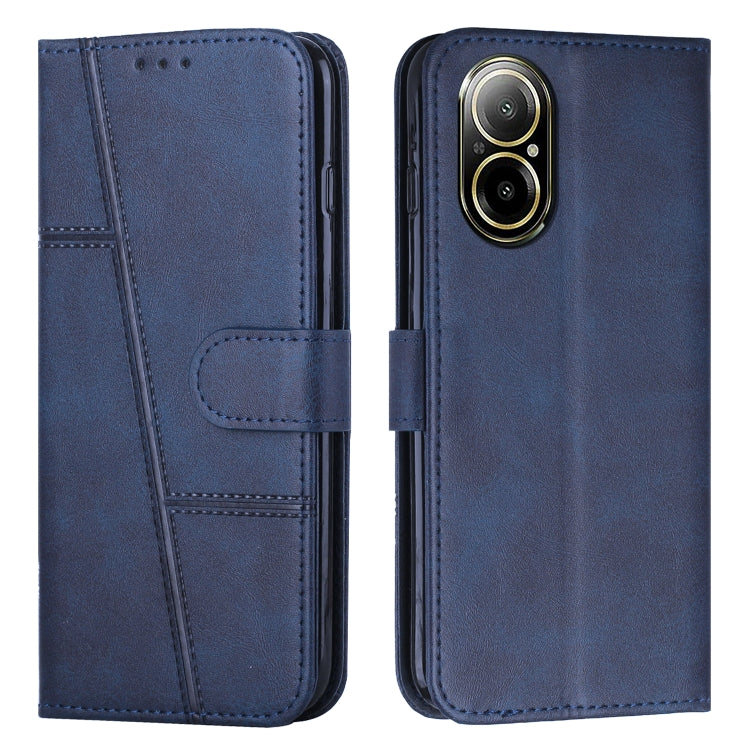 Custodia per telefono in pelle con fibbia in pelle di vitello cucita, For Realme 12, For Realme 12+, For Realme 12 Pro+, For Realme C67 4G Global