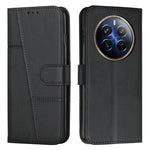 Custodia per telefono in pelle con fibbia in pelle di vitello cucita, For Realme 12, For Realme 12+, For Realme 12 Pro+, For Realme C67 4G Global