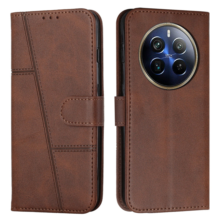 Custodia per telefono in pelle con fibbia in pelle di vitello cucita, For Realme 12, For Realme 12+, For Realme 12 Pro+, For Realme C67 4G Global