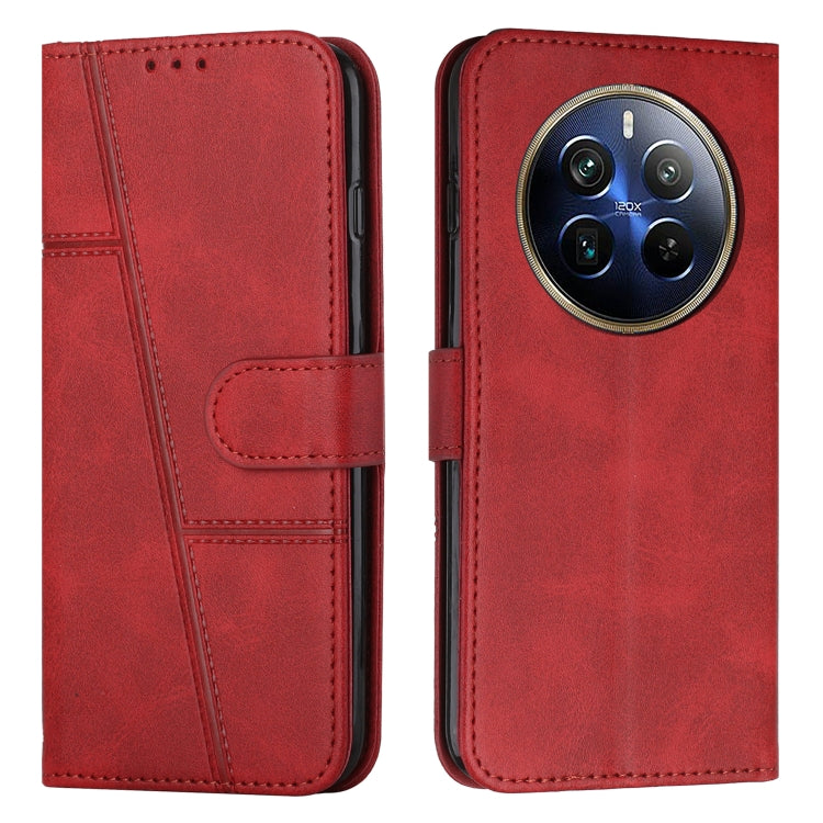 Custodia per telefono in pelle con fibbia in pelle di vitello cucita, For Realme 12, For Realme 12+, For Realme 12 Pro+, For Realme C67 4G Global