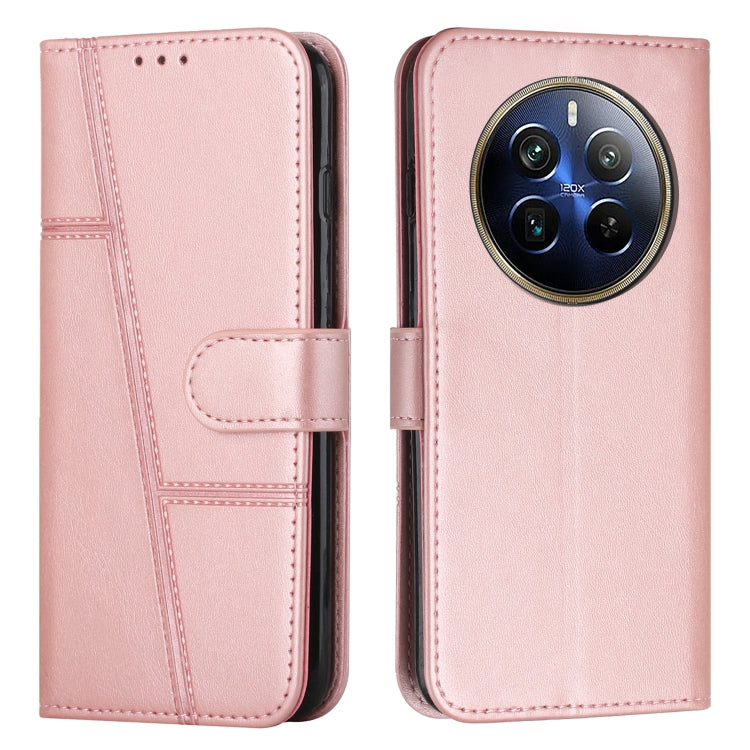 Custodia per telefono in pelle con fibbia in pelle di vitello cucita, For Realme 12, For Realme 12+, For Realme 12 Pro+, For Realme C67 4G Global