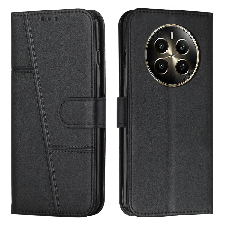Custodia per telefono in pelle con fibbia in pelle di vitello cucita, For Realme 12, For Realme 12+, For Realme 12 Pro+, For Realme C67 4G Global