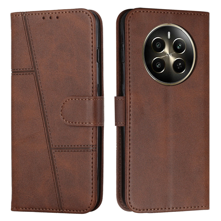 Custodia per telefono in pelle con fibbia in pelle di vitello cucita, For Realme 12, For Realme 12+, For Realme 12 Pro+, For Realme C67 4G Global