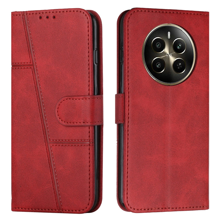 Custodia per telefono in pelle con fibbia in pelle di vitello cucita, For Realme 12, For Realme 12+, For Realme 12 Pro+, For Realme C67 4G Global
