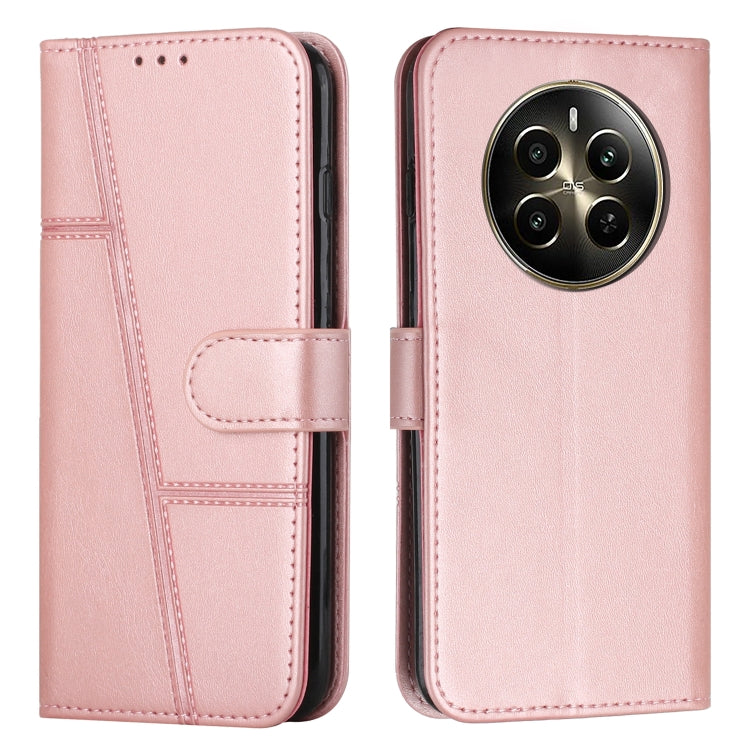 Custodia per telefono in pelle con fibbia in pelle di vitello cucita, For Realme 12, For Realme 12+, For Realme 12 Pro+, For Realme C67 4G Global