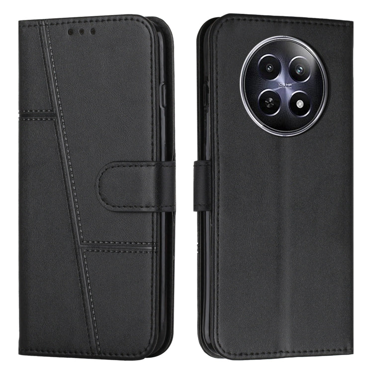 Custodia per telefono in pelle con fibbia in pelle di vitello cucita, For Realme 12, For Realme 12+, For Realme 12 Pro+, For Realme C67 4G Global