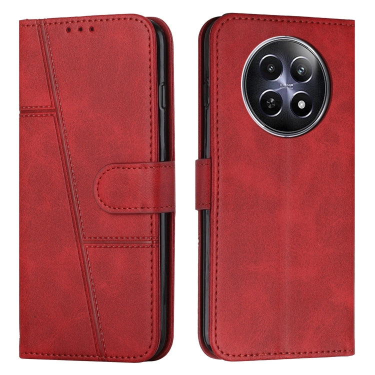 Custodia per telefono in pelle con fibbia in pelle di vitello cucita, For Realme 12, For Realme 12+, For Realme 12 Pro+, For Realme C67 4G Global