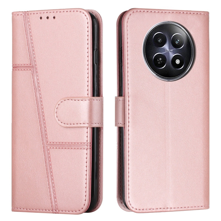 Custodia per telefono in pelle con fibbia in pelle di vitello cucita, For Realme 12, For Realme 12+, For Realme 12 Pro+, For Realme C67 4G Global