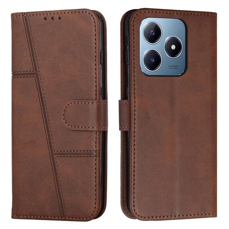 Custodia per telefono in pelle con fibbia in pelle di vitello cucita, For Realme 14 Pro+, For Realme 14 Pro, For Realme C75 / V60 Pro, For Realme C63