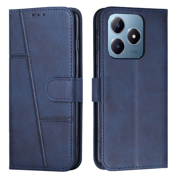 Custodia per telefono in pelle con fibbia in pelle di vitello cucita, For Realme 14 Pro+, For Realme 14 Pro, For Realme C75 / V60 Pro, For Realme C63