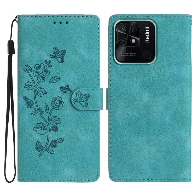 Custodia portafoglio in pelle con farfalla per Xiaomi Redmi 10C