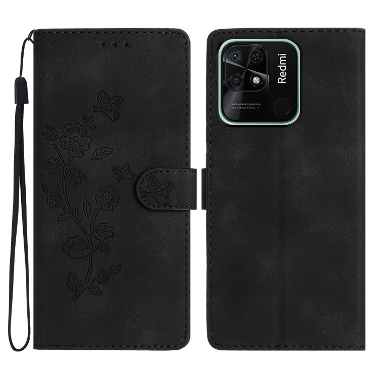 Custodia portafoglio in pelle con farfalla per Xiaomi Redmi 10C