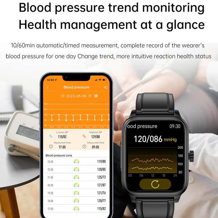 ET540 1,91 pollici IP67 Smart Watch con cinturino in silicone impermeabile, supporto ECG / misurazione non invasiva della glicemia, ET540 (Black), ET540 (Blue), ET540 (Red)