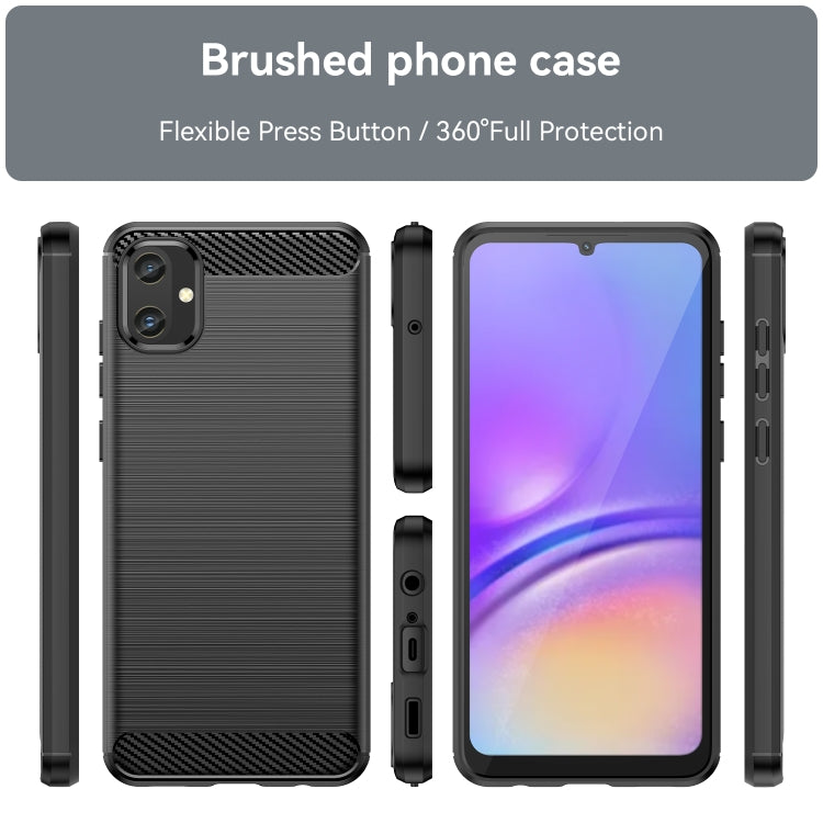 Custodia per telefono TPU in fibra di carbonio con trama spazzolata, For Samsung Galaxy A05, For Samsung Galaxy A25 5G, For Samsung Galaxy F54 5G, For Samsung Galaxy S23 FE