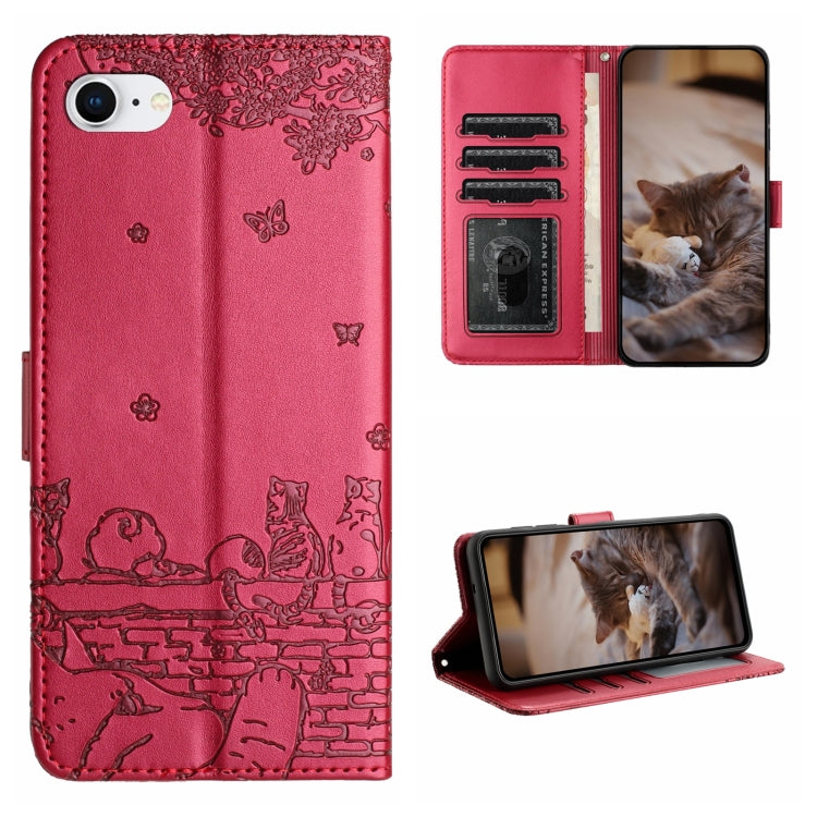 Custodia portafoglio in pelle con motivo gatto per iPhone