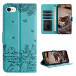 Custodia portafoglio in pelle con motivo gatto per iPhone