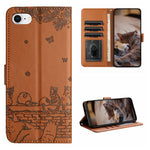 Custodia portafoglio in pelle con motivo gatto per iPhone