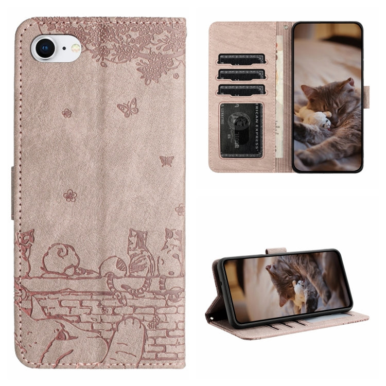 Custodia portafoglio in pelle con motivo gatto per iPhone