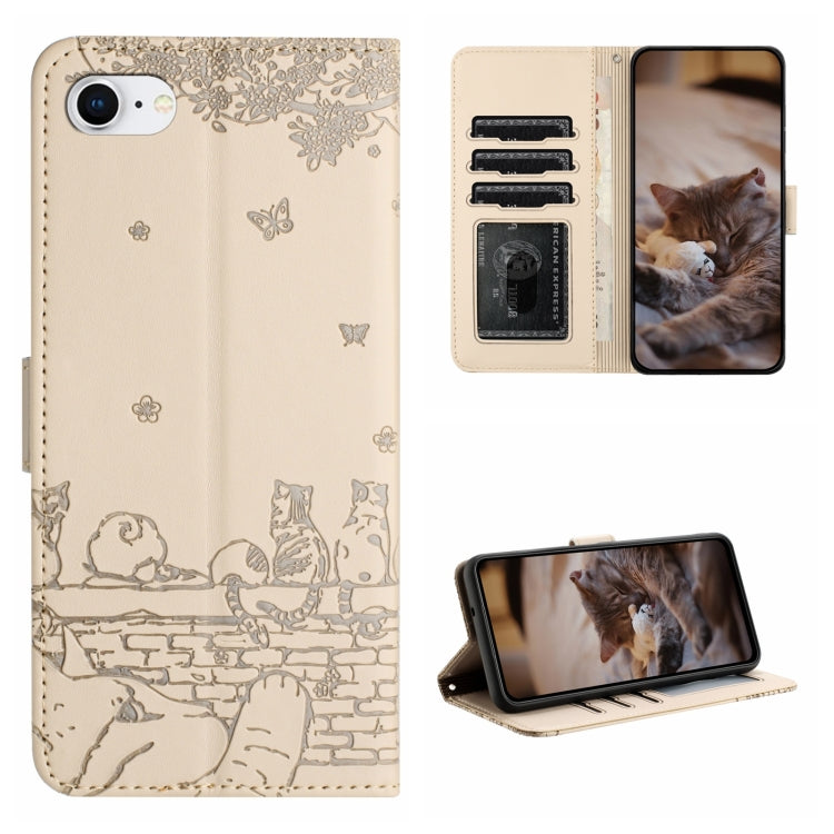 Custodia portafoglio in pelle con motivo gatto per iPhone