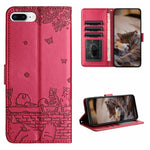 Custodia per telefono in pelle con motivo in rilievo di gatto con cordino, For iPhone XS Max, For iPhone X, For iPhone 7 Plus / 8 Plus