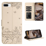 Custodia per telefono in pelle con motivo in rilievo di gatto con cordino, For iPhone XS Max, For iPhone X, For iPhone 7 Plus / 8 Plus