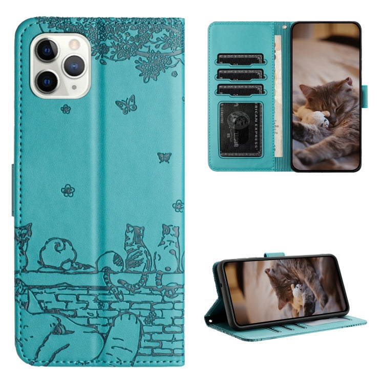 Custodia portafoglio in pelle con motivo gatto per iPhone 12 mini