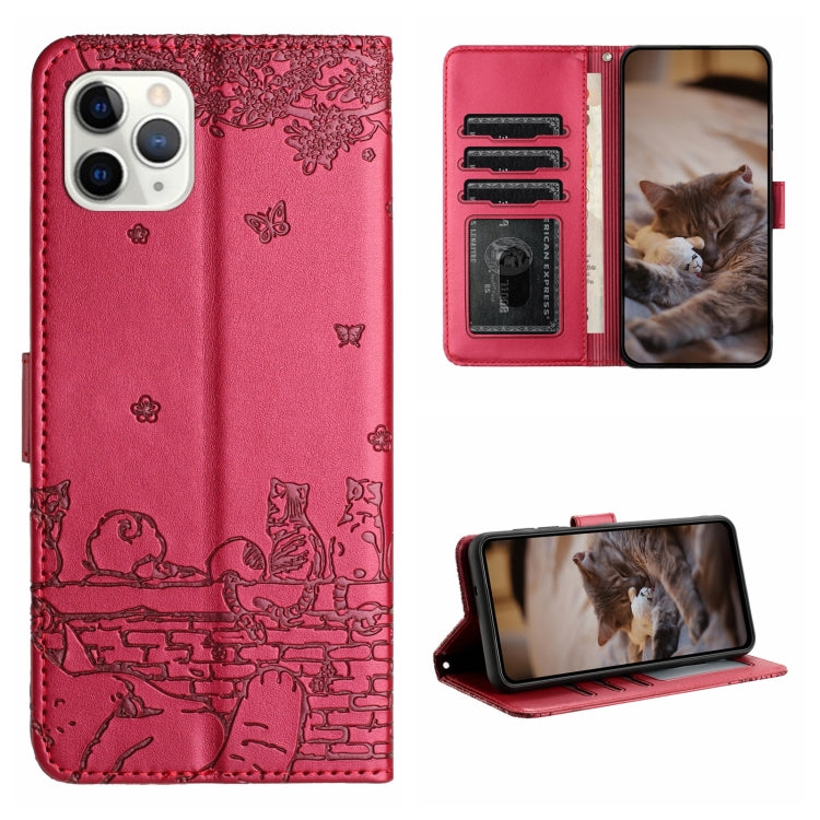 Custodia portafoglio in pelle con motivo gatto per iPhone 12 mini