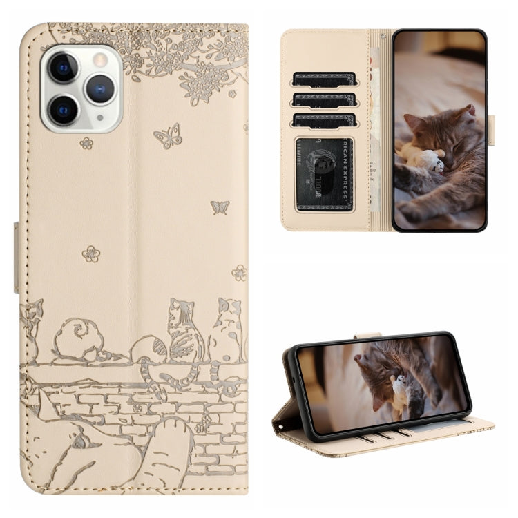 Custodia portafoglio in pelle con motivo gatto per iPhone 12 mini