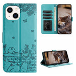 Custodia portafoglio in pelle con motivo gatto per iPhone 15 e 16