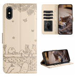 Custodia per telefono in pelle con motivo in rilievo di gatto con cordino, For iPhone XS Max, For iPhone X, For iPhone 7 Plus / 8 Plus