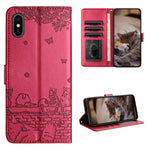 Custodia per telefono in pelle con motivo in rilievo di gatto con cordino, For iPhone XS Max, For iPhone X, For iPhone 7 Plus / 8 Plus