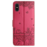 Custodia per telefono in pelle con motivo in rilievo di gatto con cordino, For iPhone XS Max, For iPhone X, For iPhone 7 Plus / 8 Plus
