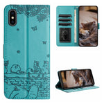 Custodia per telefono in pelle con motivo in rilievo di gatto con cordino, For iPhone XS Max, For iPhone X, For iPhone 7 Plus / 8 Plus