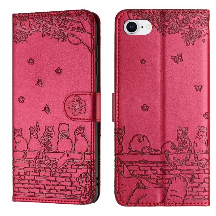 Custodia in pelle con motivo gatto per iPhone 16