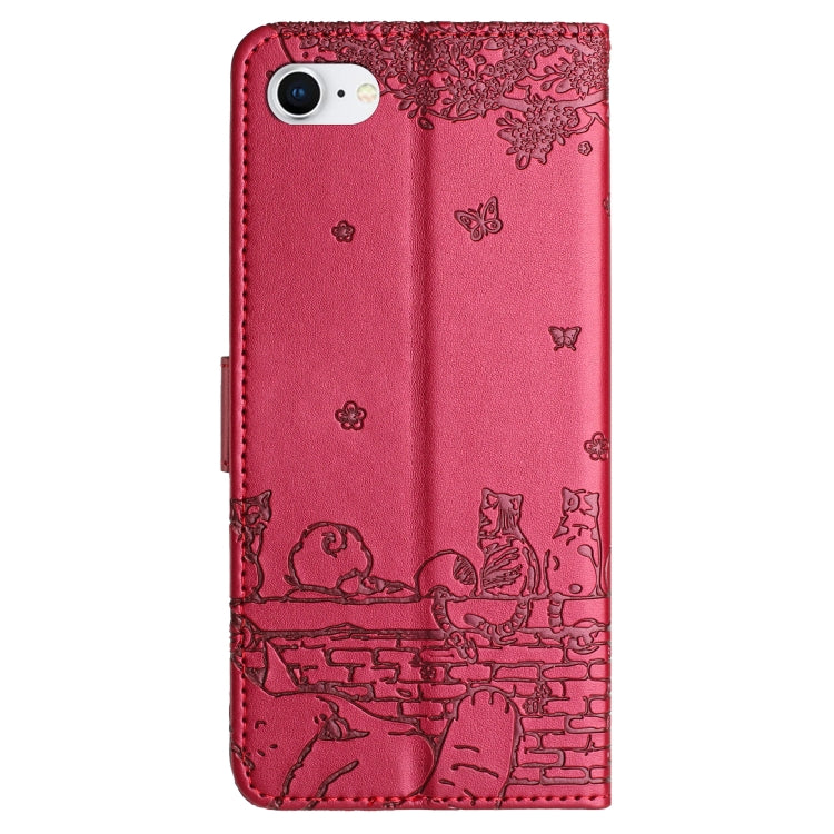Custodia in pelle con motivo gatto per iPhone 16