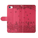Custodia in pelle con motivo gatto per iPhone 16