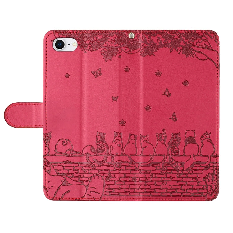 Custodia in pelle con motivo gatto per iPhone 16