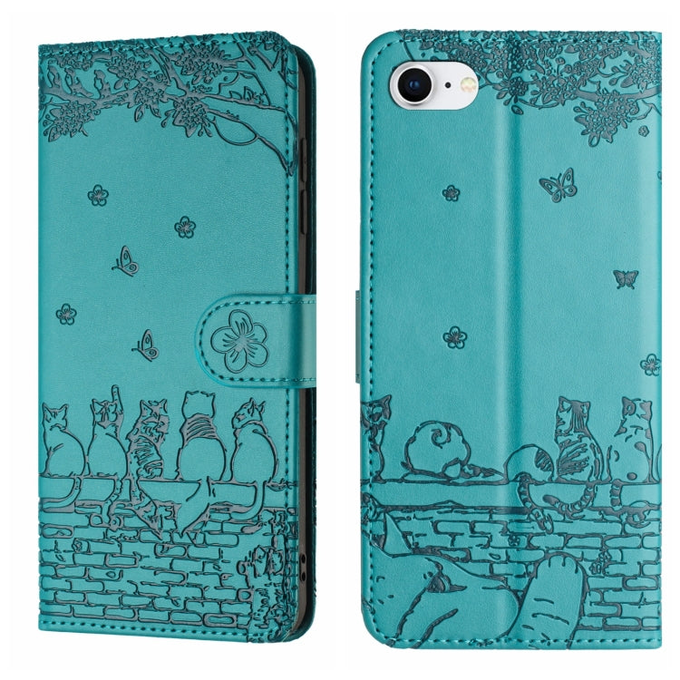 Custodia in pelle con motivo gatto per iPhone 16