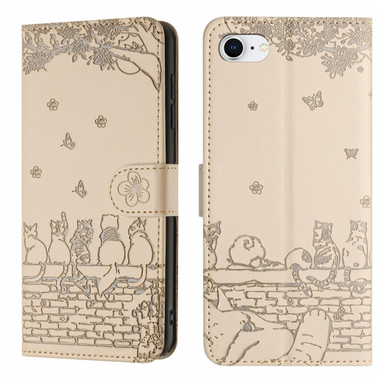Custodia in pelle con motivo gatto per iPhone 16
