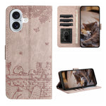 Custodia portafoglio in pelle con motivo gatto per iPhone 15 e 16