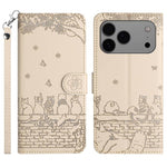 Custodia in pelle con motivo gatto per iPhone 16